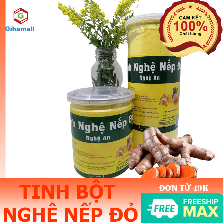[HCM][ HÀNG CAO CẤP] Tinh Bột Nghệ Nếp Đỏ - Gihamall tinh bột nghệ nguyên chất không pha không chất bảo quản dùng uống đắp mặt - hộp 250g