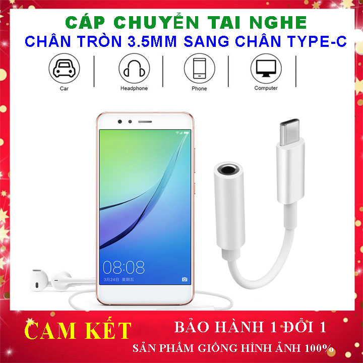 Dây cắm chuyển đổi chuyển cổng type C về rắc cắm tai nghe 3 5 mm AUX, Samsung S9 S10 Note9 Note10 Plus OPPO Vivo Huawei Mate 20 P30 Xiaomi mi 9 8 one plus Redmi... jack chuyển đổi tai nghe typec