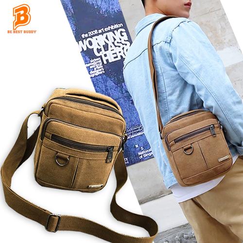Túi đeo chéo Nam Vintage Canvas Túi đeo chéo nhỏ MÀU NÂU