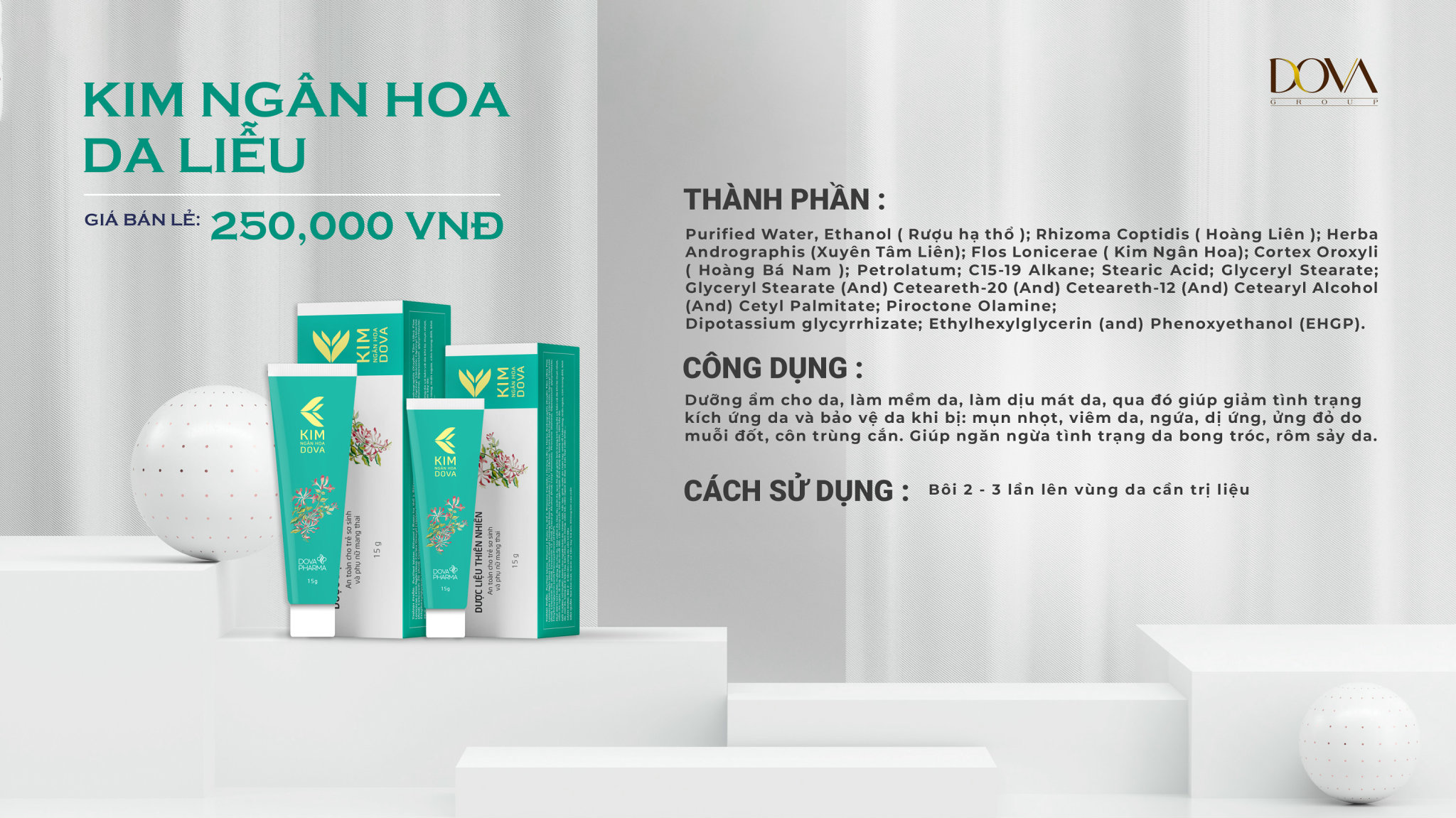 Kim ngân hoa bôi da Dova hàng chính hãng