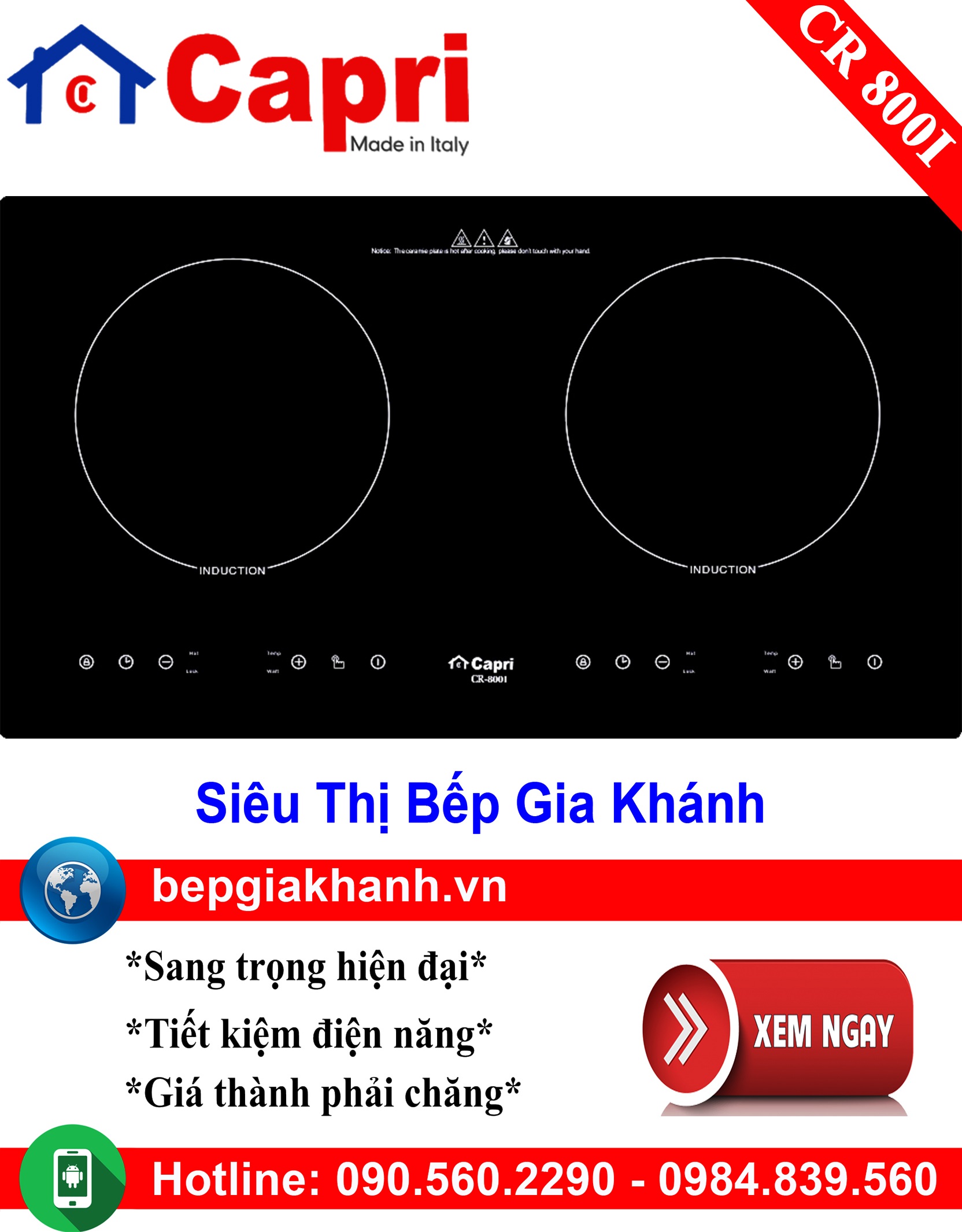 [HCM]Bếp từ đôi Capri CR 800I, bếp từ, bếp điện từ, bếp từ đôi, bếp điện từ đôi, bếp từ giá rẻ, bếp điện từ giá rẻ, bếp từ đơn, bep tu don, bep tu