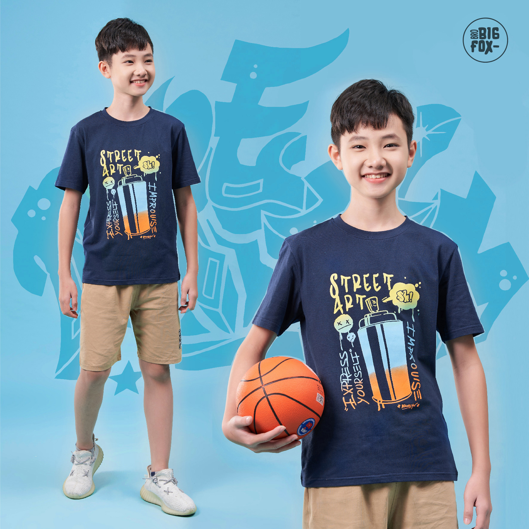 Áo bé trai BIGFOX - MISS MEOW size đại, áo thun cho bé tuổi teen chất cotton phong cách Âu Mỹ hình in Street 37-51 kg QATE