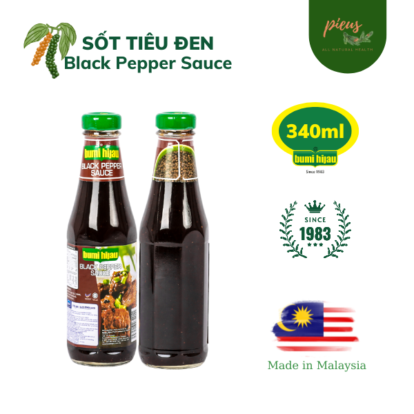 Sốt tiêu đen | Black Pepper Sauce Bumi Hijau 340g - Sốt ướp nhập khẩu Malaysia hương vị thơm ngon | Pieus House