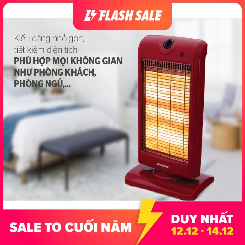 Sưởi điện 3 bóng halogen sunhouse shd7016 đỏ