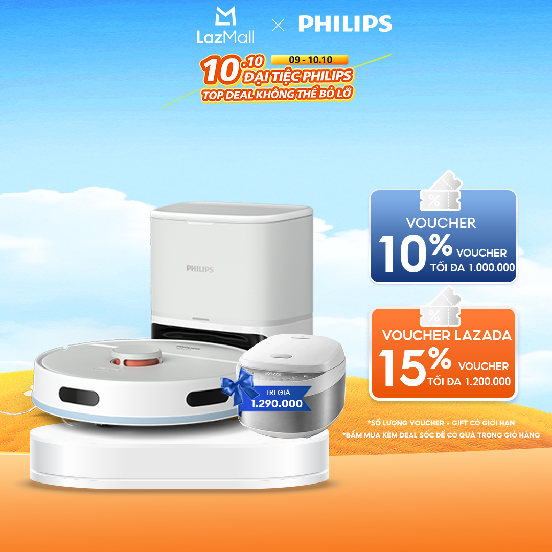 Robot hút và lau, tự đổ rác Philips XU2100/25​ điều hướng laser 360 độ - Hàng Chính Hãng