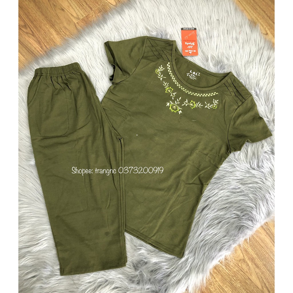 Đồ bộ trung niên cho mẹ mặc nhà chất cotton đẹp cao cấp quần lửng