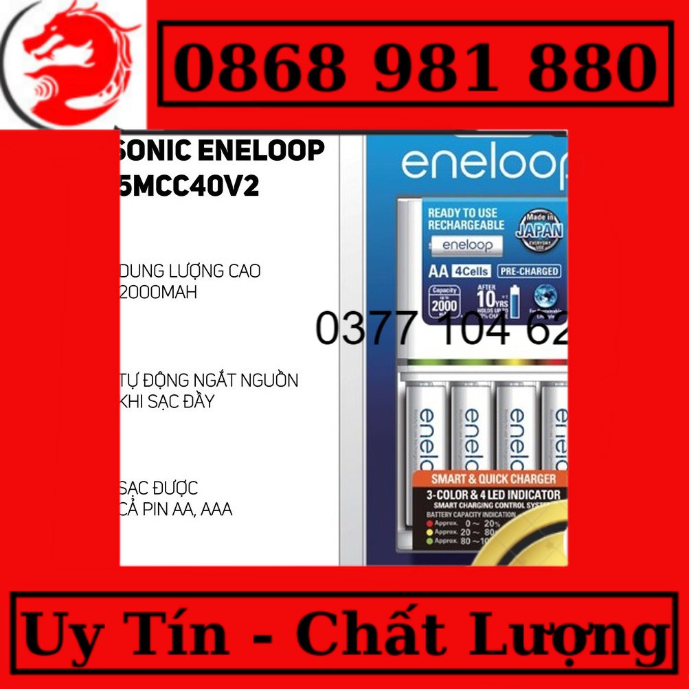 Bộ sạc pin Panasonic Eneloop nhanh , tự ngắt BQ-CC55 tặng kèm 4 pin sạc Eneloop 2000mah