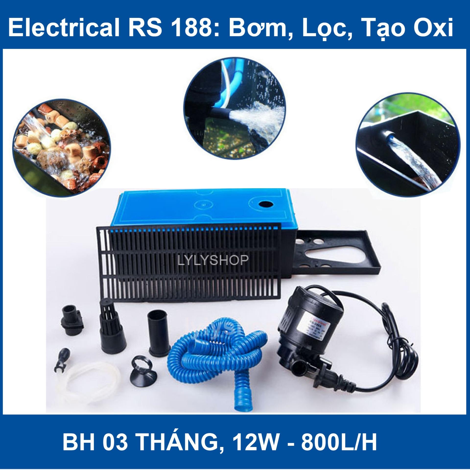 Máy bơm nước bể cá cảnh RS 188  - 3 tác dụng bơm nước + thổi khí tạo oxy + tạo luồng bể cá