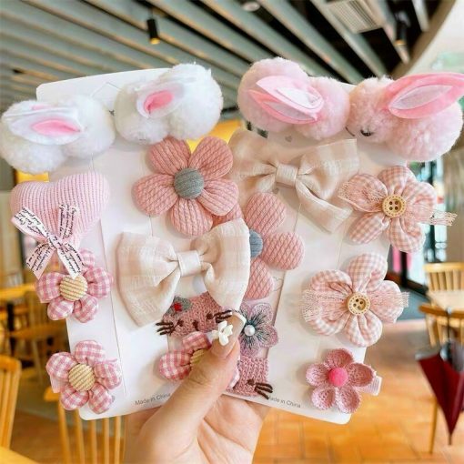 Vỉ 13 kẹp tóc Thỏ nữ tính nhẹ nhàng cho bé