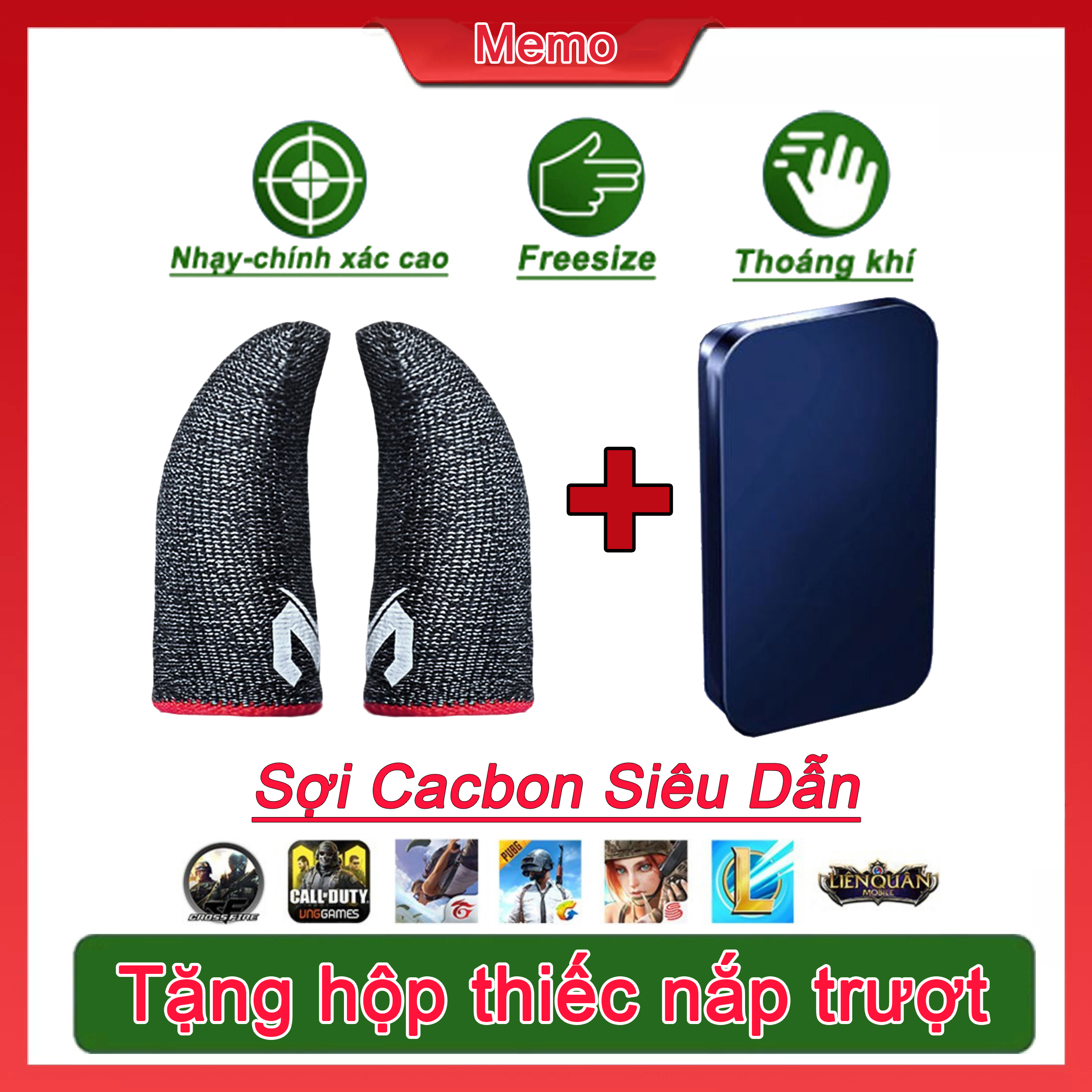 Bao tay chơi game, bao tay chơi ff Memo cao cấp cảm ứng - găng tay chơi game găng tay chơi ff PUBG, Liên quân, chống mồ hôi, bao tay bắn ff, gang tay chơi gameff cực nhạy, co giãn cực tốt