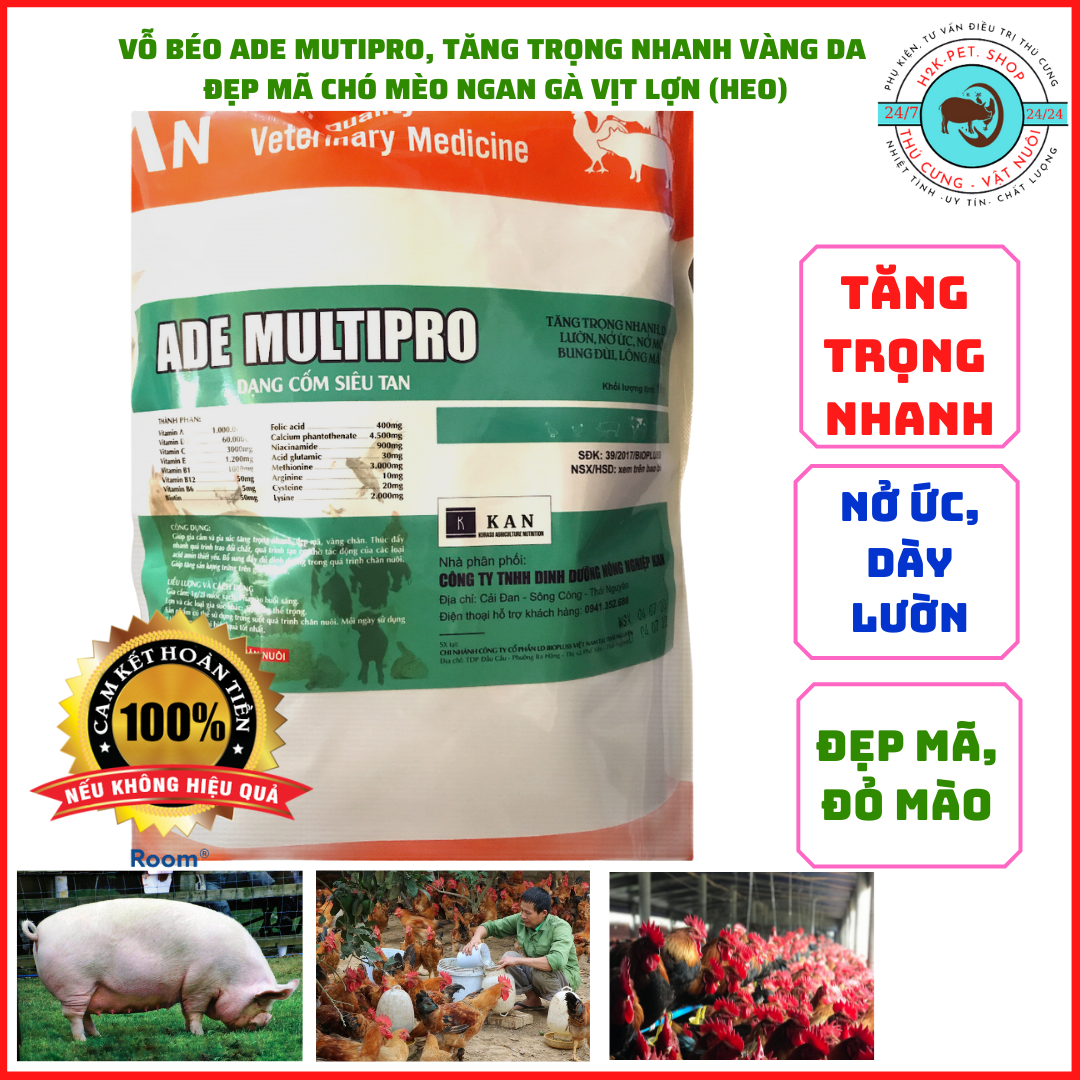 Vỗ Béo Cấp Tốc Tăng Trọng Nhanh Cho Gia Súc Gia Cầm, Dạng Cốm Siêu Tan, Mượt Lông, Nở Ức Kích Thích Ăn Uống Cho Vật Nuôi