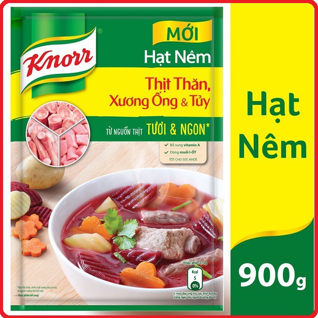 Hạt Nêm Knorr Thịt Thăn, Xương Ống và Tủy Bổ Sung Vitamin A 900g
