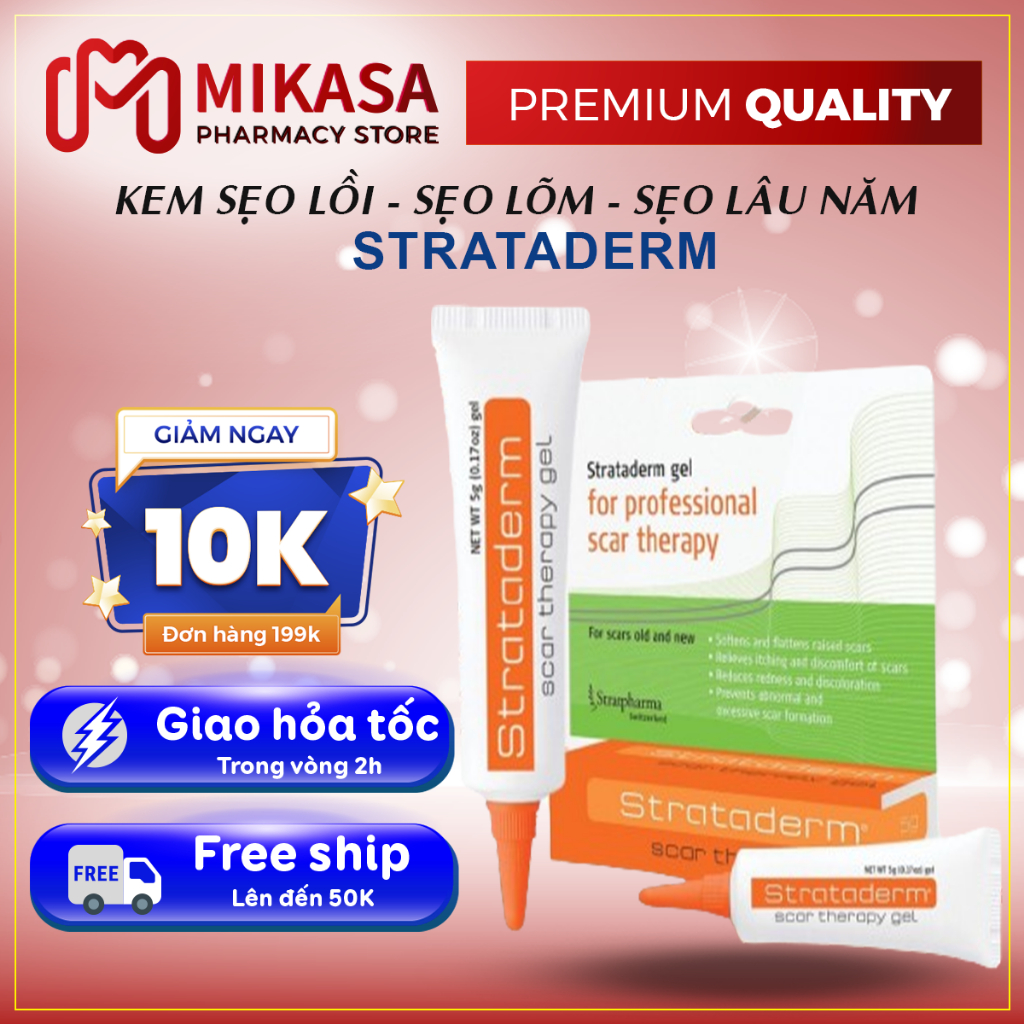 Gel Strataderm Scar Therapy 10g Thụy Sĩ - Gel Mờ Sẹo Thâm, Sẹo Lồi, Sẹo Lõm, Sẹo Phẫu Thuật Strataderm