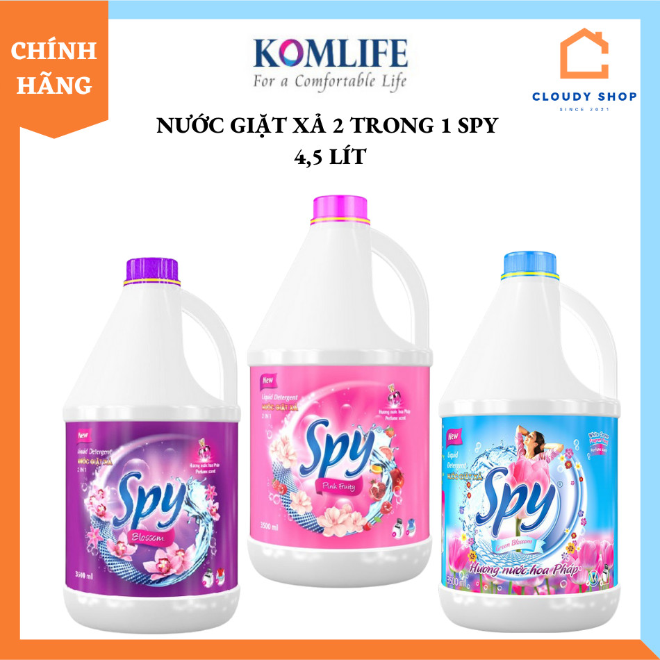 Nước giặt xả 2 trong 1 spy dung tích 4,5l hương nước hoa pháp, lưu hương lâu – 3 mùi hương
