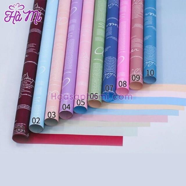 20 tờ giấy gói hoa cao cấp MIKA 2 mặt in chữ sang choảnh