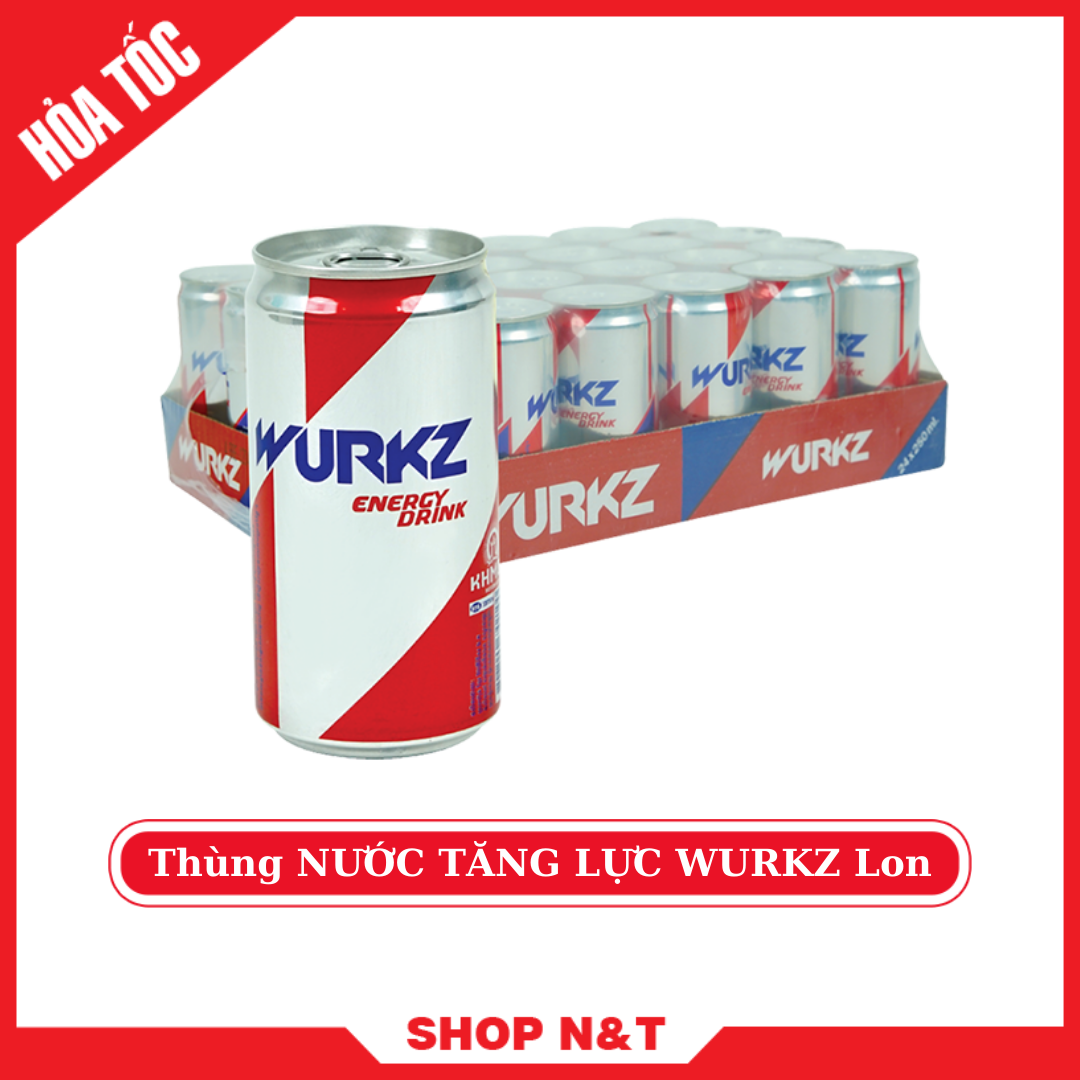Nước tăng lực WURK - Thùng 24 Lon - 250ml - Campuchia