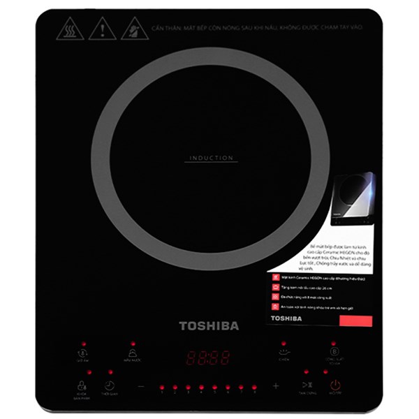 Bếp điện từ toshiba ic-20s4pv hàng chính hãng 100% bếp từ đơn công suất vùng nấu: 2000w chất liệu mặt bếp: kính ceramic - black hegon