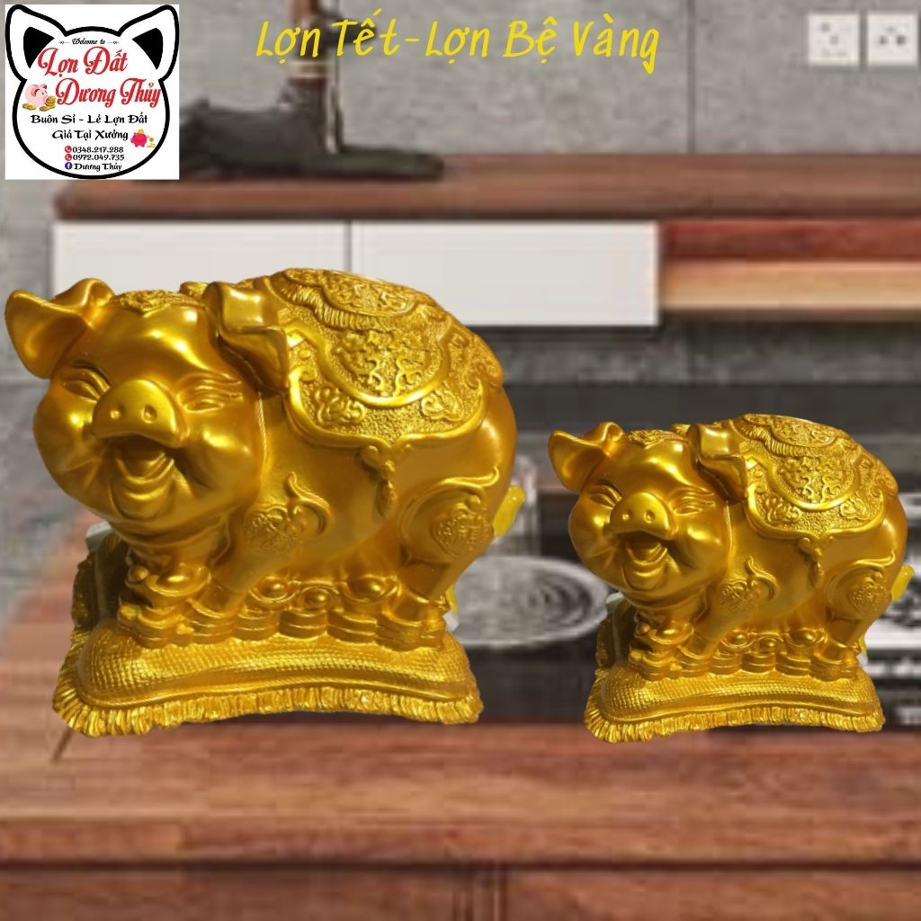 Lợn đất Tết / lợn đất tiết kiệm bệ vàng / Heo đất