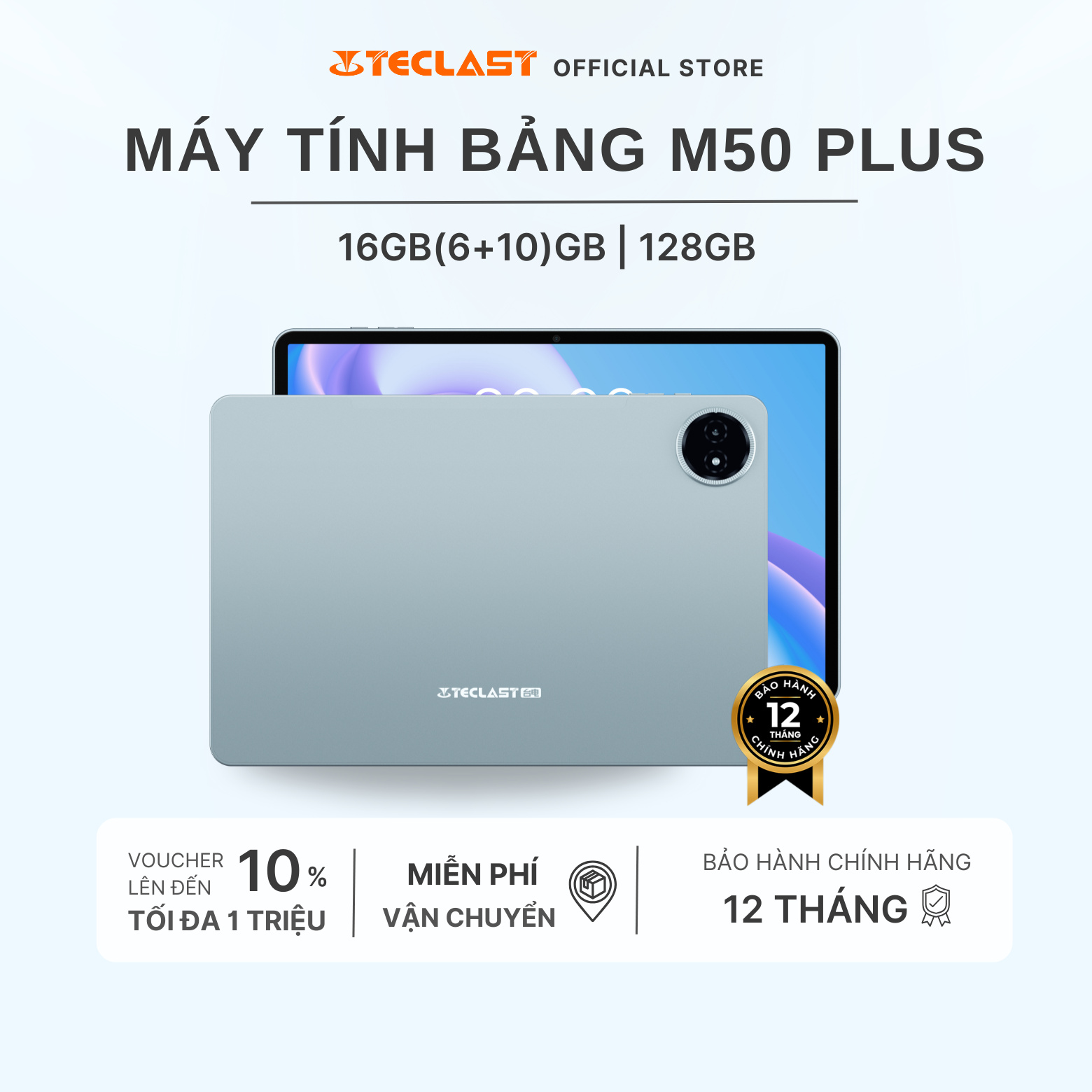 Máy Tính Bảng Teclast M50 Plus Tablet 6GB/128GB | Màn hình 10.1inch | Chip MediaTek G85 |7000mAh