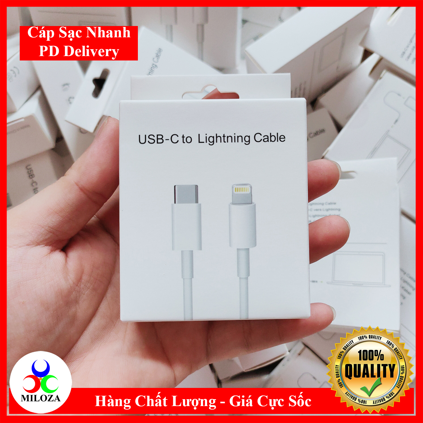 Cáp sạc pd 18w iphone - cáp sạc pd - cáp sạc nhanh pd - cáp sạc pd type c - cáp sạc type c to lightning pd - miloza nhập khẩu