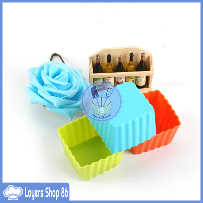 Khuôn silicon vuông 5x5x3.5cm, Khuôn silicon cupcake hình vuông