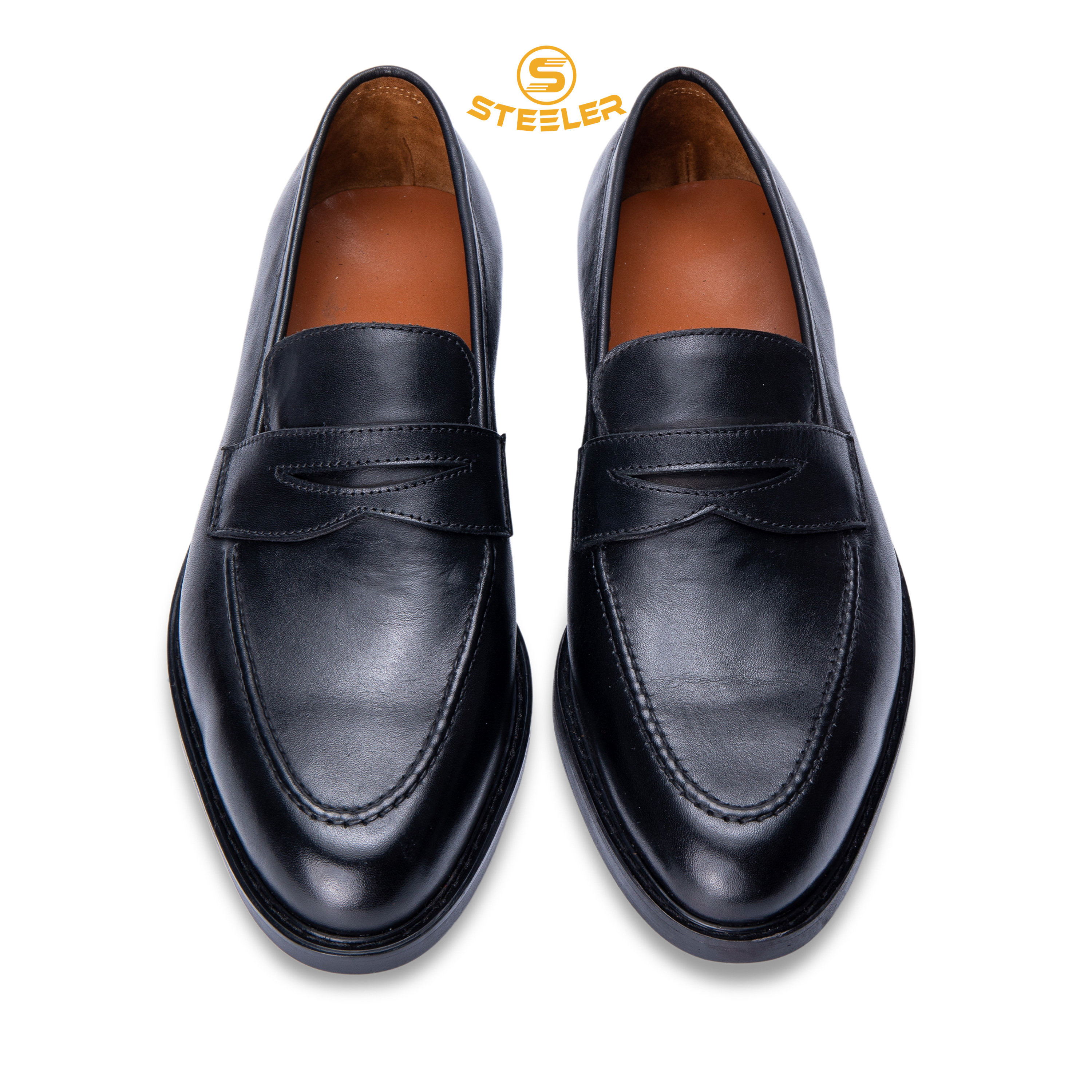 Giày lười loafer, giày tây nam công sở màu đen, da bò thật steeler