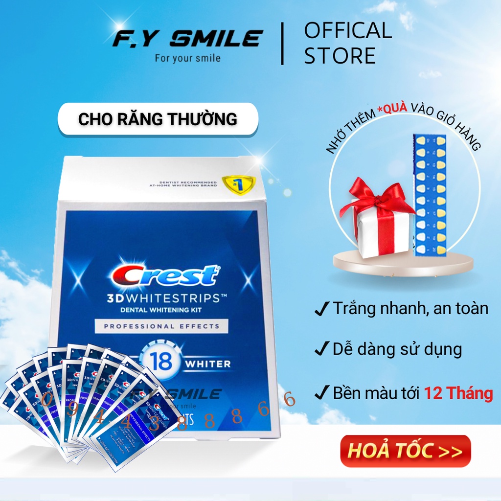 Fullbox 20 gói miếng dán trắng răng Crest 3D White Professional Effects – 20 ngày cho răng trắng sáng bền màu