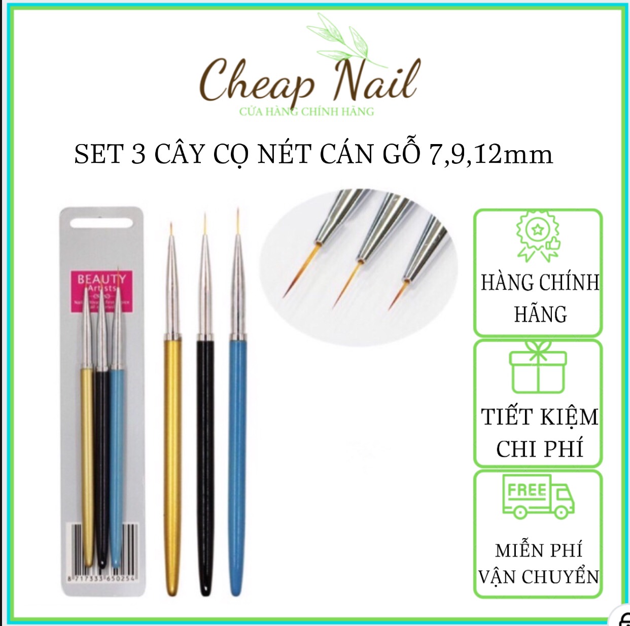 Bộ 3 cây cọ nét vẽ đường thẳng, kẻ dạ, kẻ caro Cheap Nail
