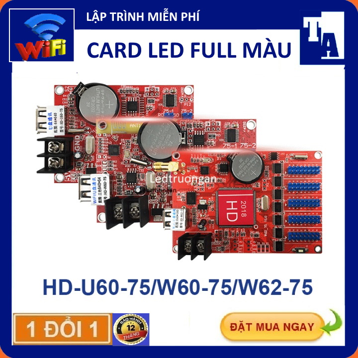 Hàng mới về, hàng loại xịn chắc chắn - card led ma trận hd w62 - 75 - card wifi, card hd w60 - 75, mạch diều khiển led ma trận full màu - led truong an