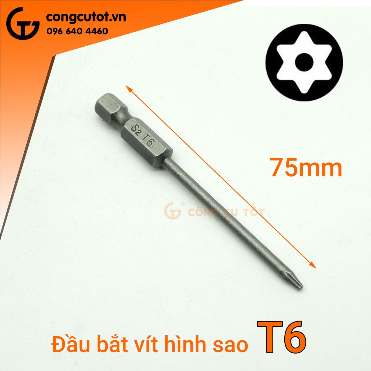 Đầu bắt vít hình sao dài 75mm