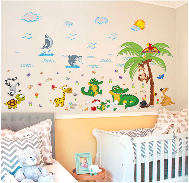 Decal dán tường ao cá sấu sk9090