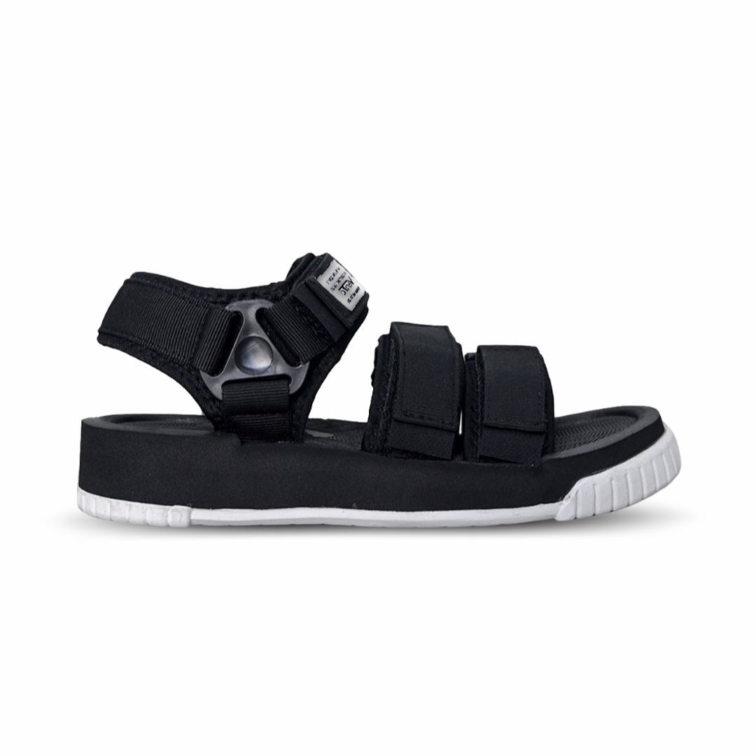 Giày sandal nam nữ 3 quai ngang Vento NV9801B màu đen có big size 44