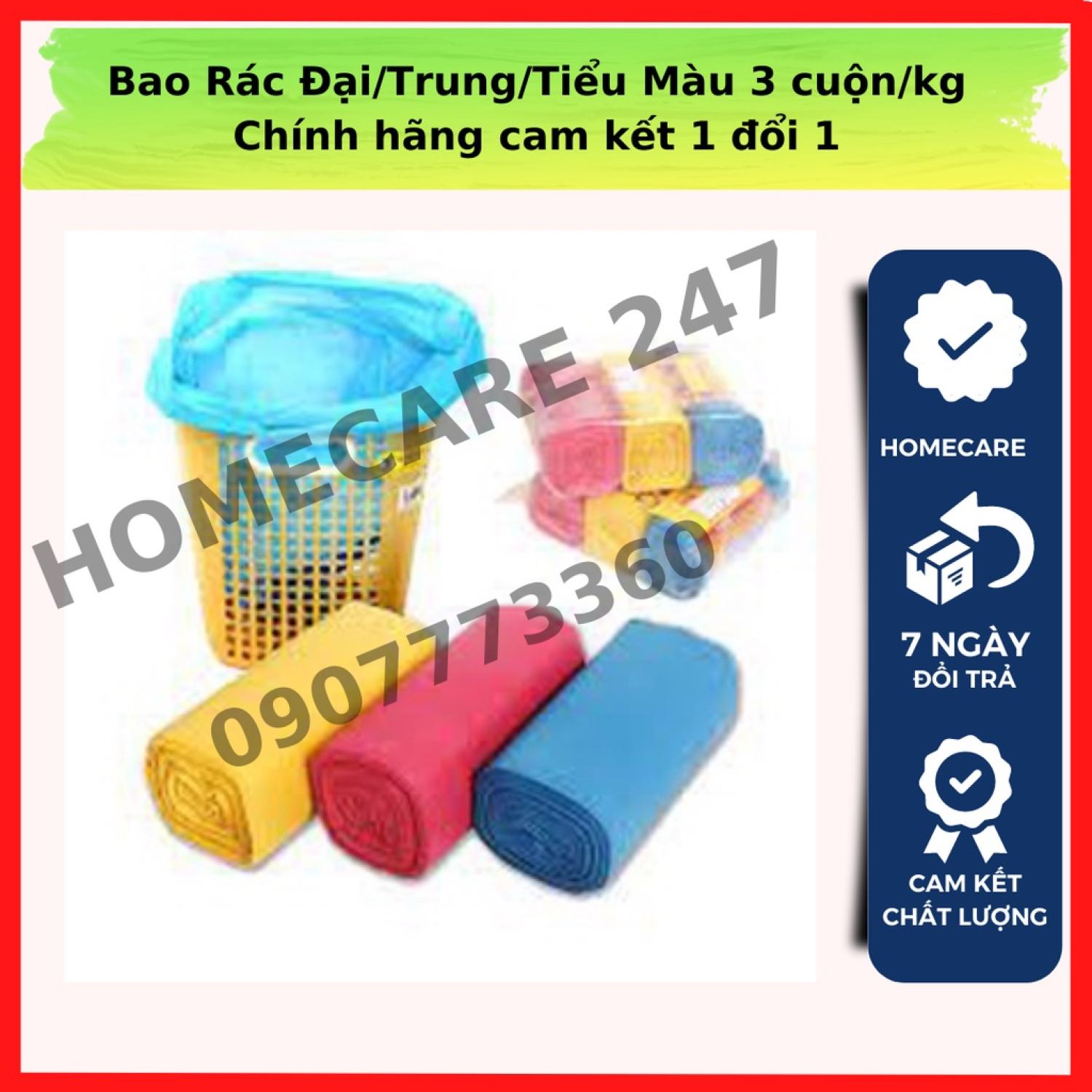 Bao rác đại màu 3 cuộn/kg