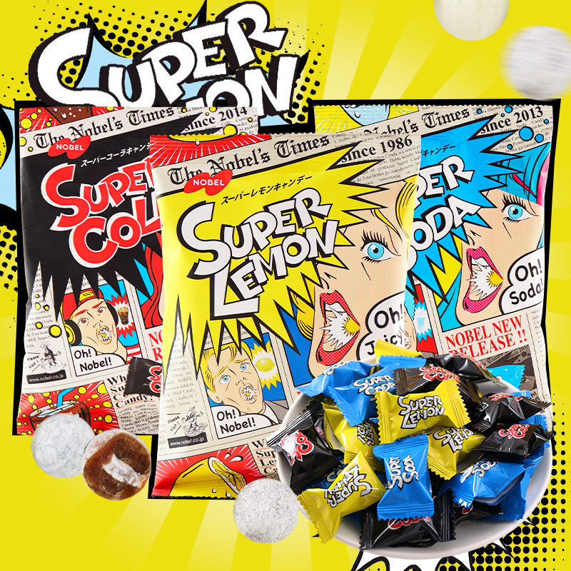  Kẹo siêu chua Nobel Super Lemon Soda Cola nội địa Nhật Bản 