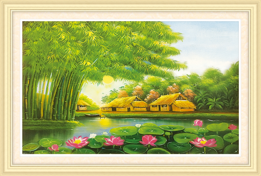 Tranh thêu chữ thập phong cảnh đồng quê AL53462