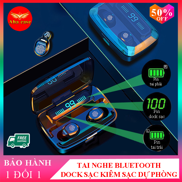 [Bán chạy] Tai nghe Bluetooth TWE Z15 Stereo 5.0 - Tai nghe không dây công nghệ mới có dock sạc kiêm pin dự phòng, tai nghe wireless công nghệ 5.0 chuẩn âm thanh, lọc âm, chống ồn, phong cách doanh nhân, Aha Case