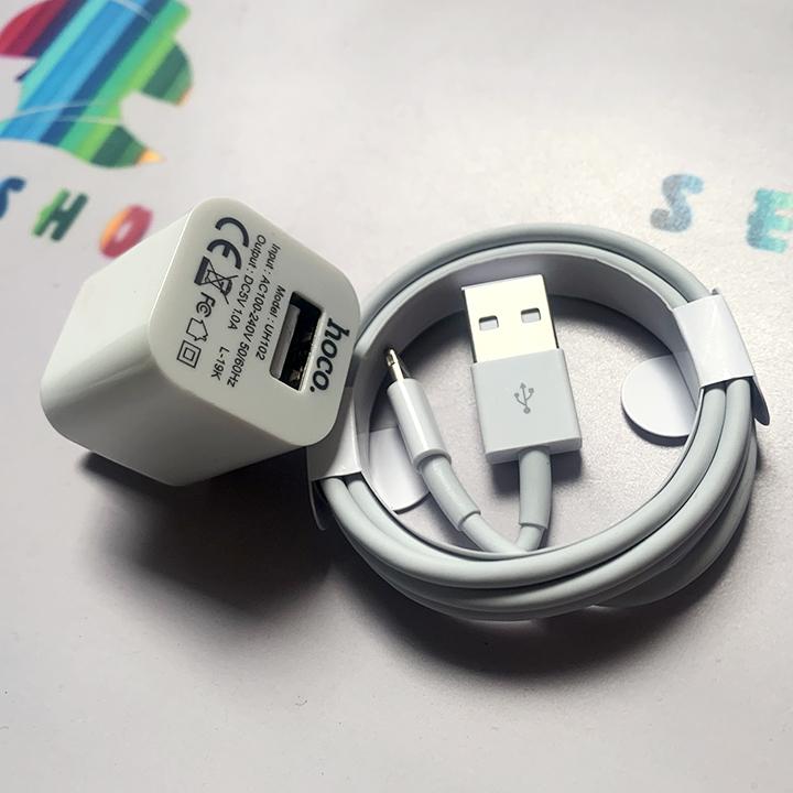 [TẶNG CÁP SẠC iP] Sạc điện thoại HOCO U102 Chính hãng | Củ sạc iPhone | Cốc sạc Samsung | Củ sạc  smartphone | Củ sạc bảo hành 12 tháng