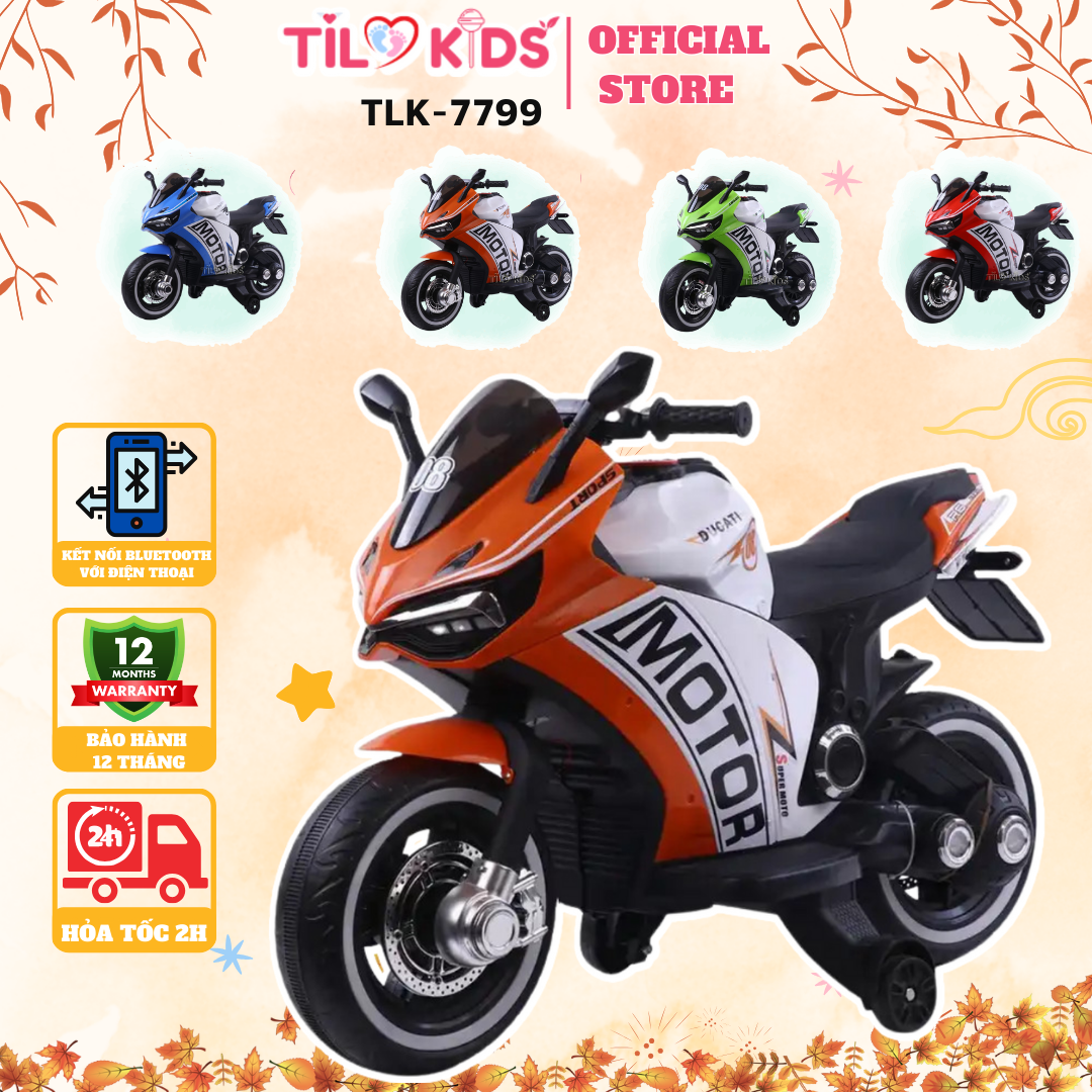 Siêu xe máy điện trẻ em, xe moto điện cho bé sử dụng tay ga tilo kids tlk-7799