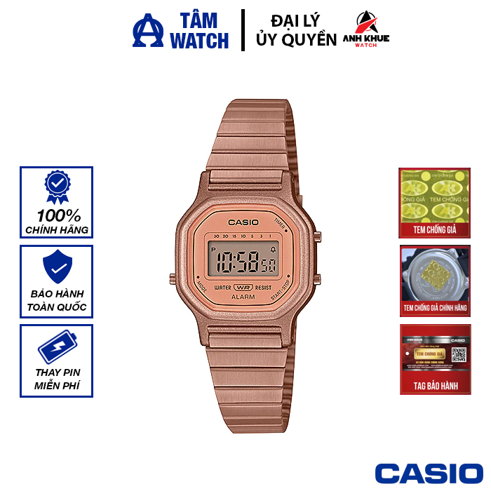 Đồng hồ nữ dây kim loại casio standard chính hãng anh khuê la-11wr-5adf