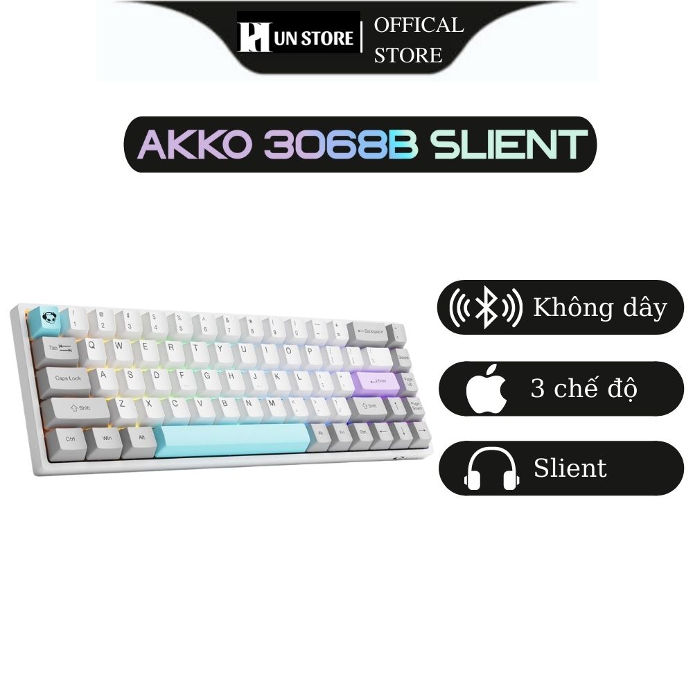 Bàn phím cơ AKKO 3068B Multi-modes Silent (Bluetooth 5.0 / Wireless 2.4Ghz / Hotswap / Foam tiêu âm / AKKO CS Jelly sw)