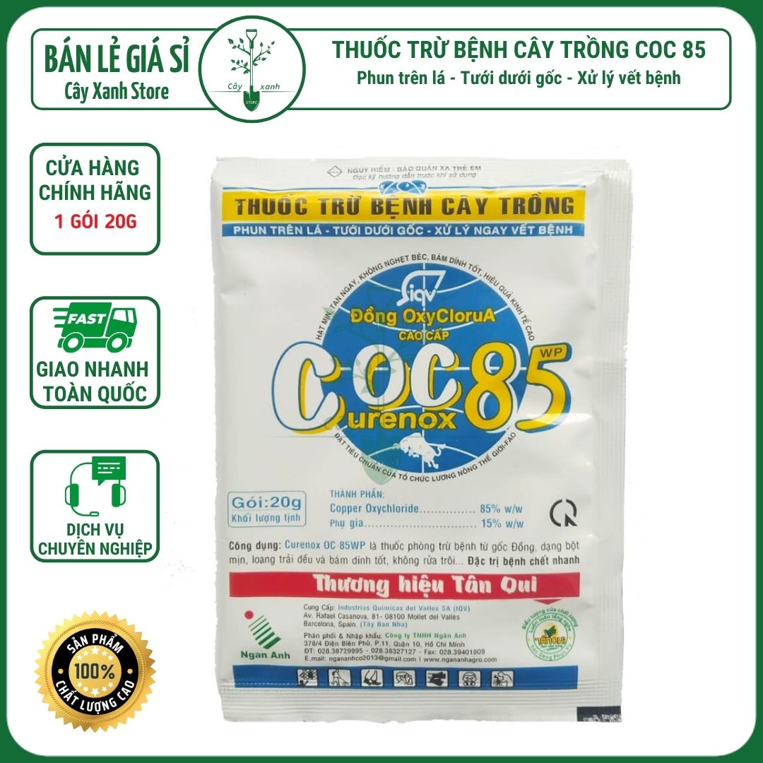 Chế Phẩm Phòng Trừ Nấm Bệnh, Diệt Vi Khuẩn, Tăng Vi Lượng Đồng COC 85 / gói 20 gr | Cây Xanh Store Phân Phối Hạt Giống Rau Củ quả, Xơ Dừa Nén, Mùn Dừa Nén, Phân Bón Hữu Cơ Trồng Rau Sạch, Hoa Hồng, Cây Cảnh