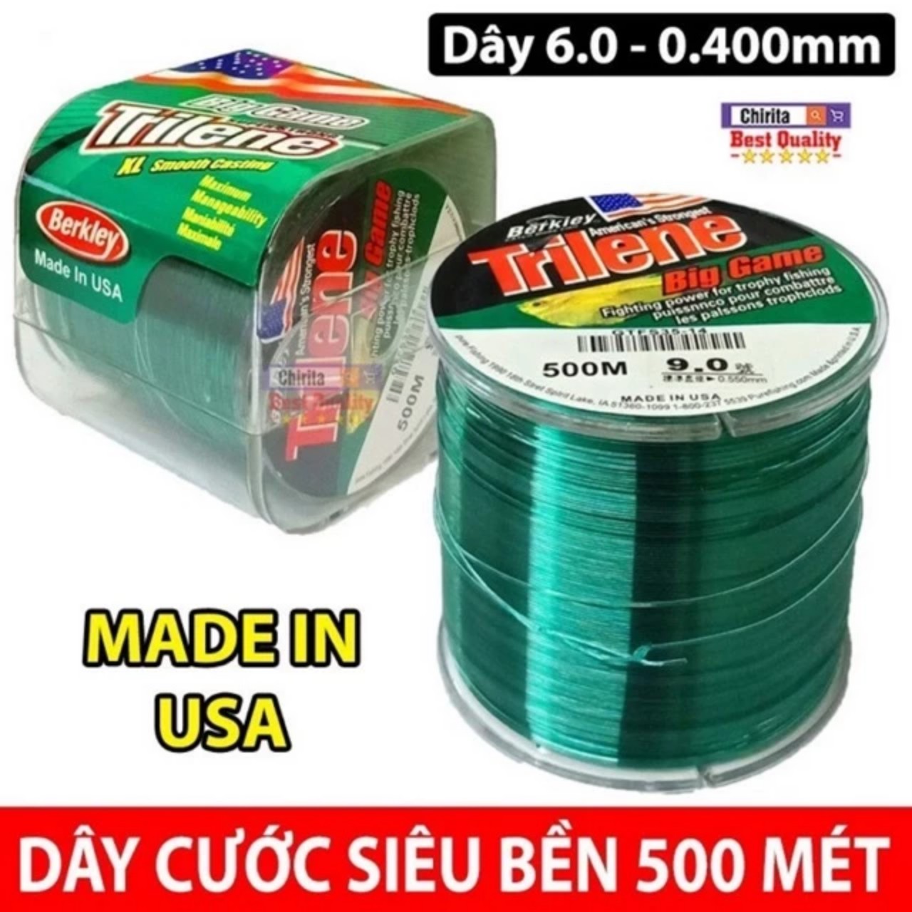 Cước câu cá loại 1 cước mỹ trilene 500m dây câu tàng hình