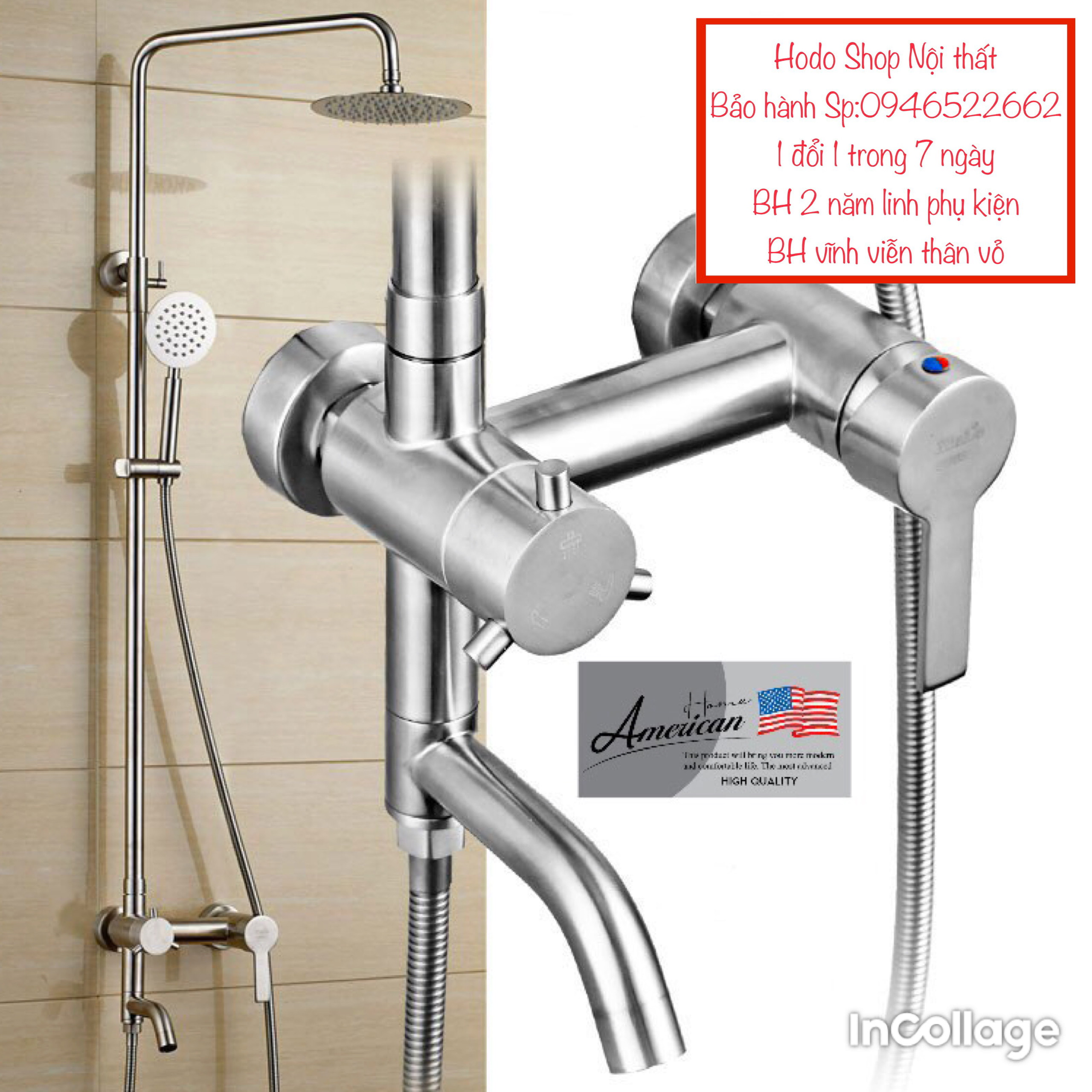 {Freeship 50k}{Thân đạt chuẩn 1,6kg SUS 304}Bộ sen cây tắm đứng nóng lạnh Inox 304 , tiêu chuẩn Châu ÂU.Bộ sp gồm 1 thân sen +1 bộ cần sen +1 bộ dây sen 1,5m +2 bát sen + linh kiện>
