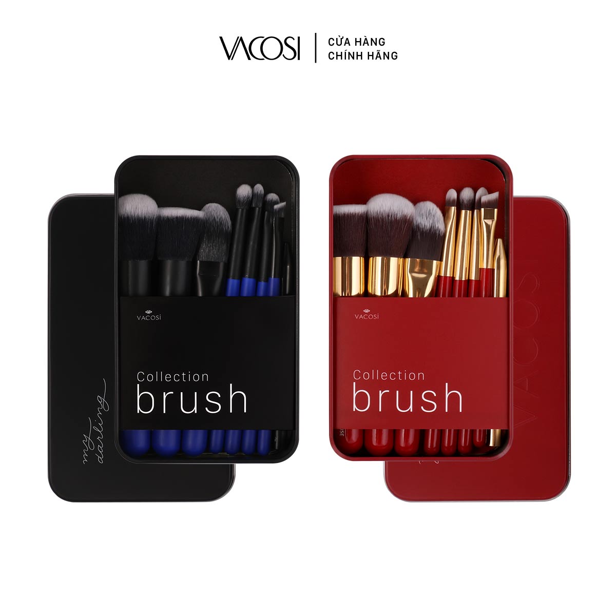 Hộp cọ du lịch 8 cây vacosi - bc24 2 màu đen / đỏ