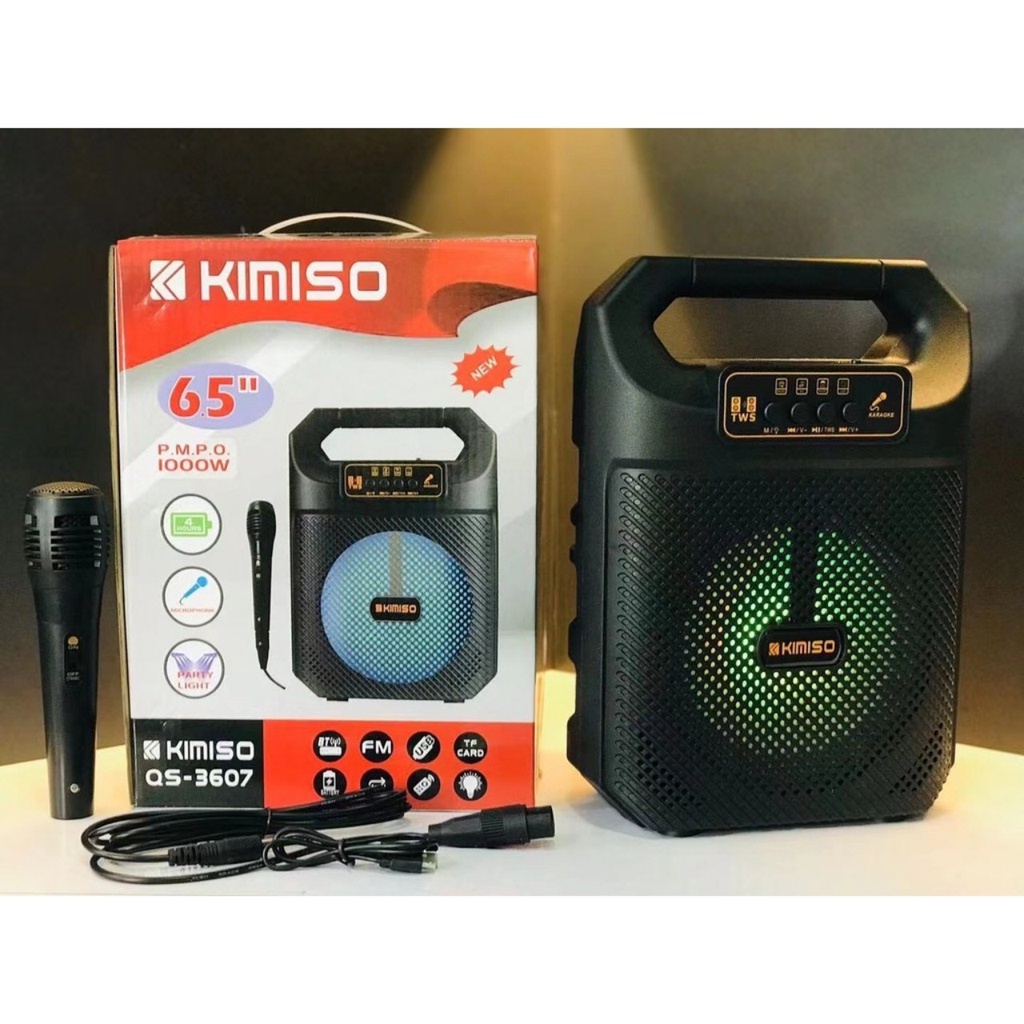 Loa bluetooth hát karaoke kimiso qs 3607 qs4605 tặng kèm mic hát hàng cao cấp