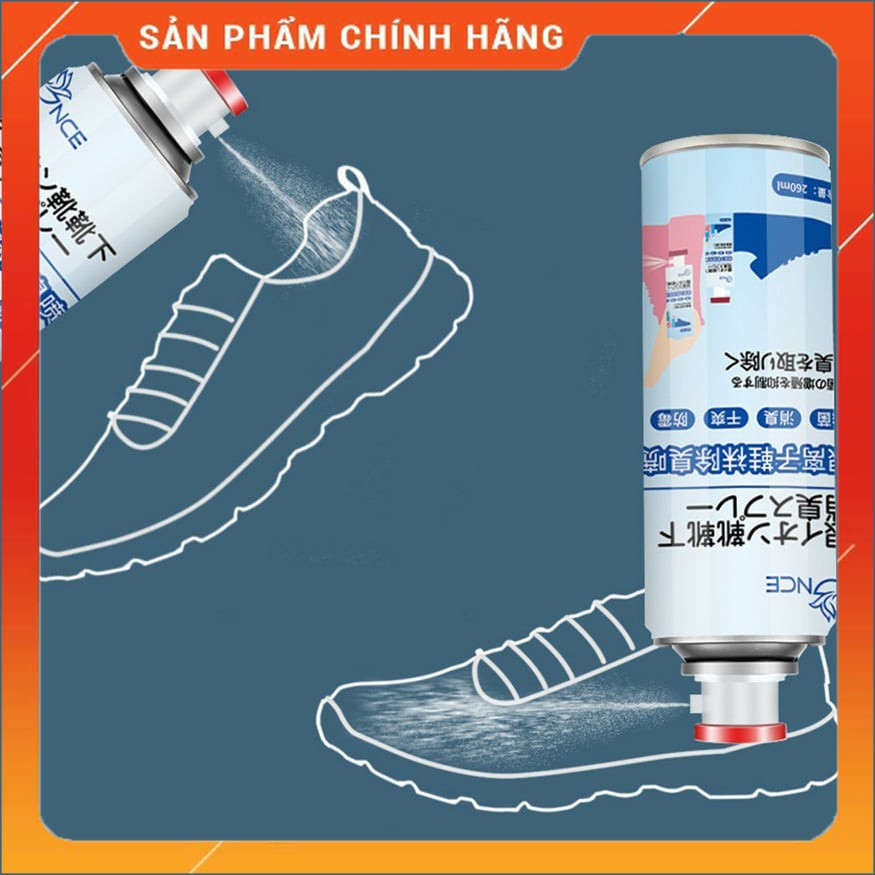 Chai xịt khử mùi hôi giày thơm lâu hiệu quả 260ml Bình xịt thơm giày kháng khuẩn Nano bạc 2021