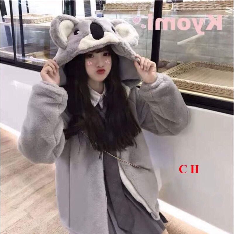 (ẢNH THẬT) ÁO LÔNG NỮ, ÁO LÔNG MŨ MẶT GẤU SIÊU CUTE, MINHQUANG2017