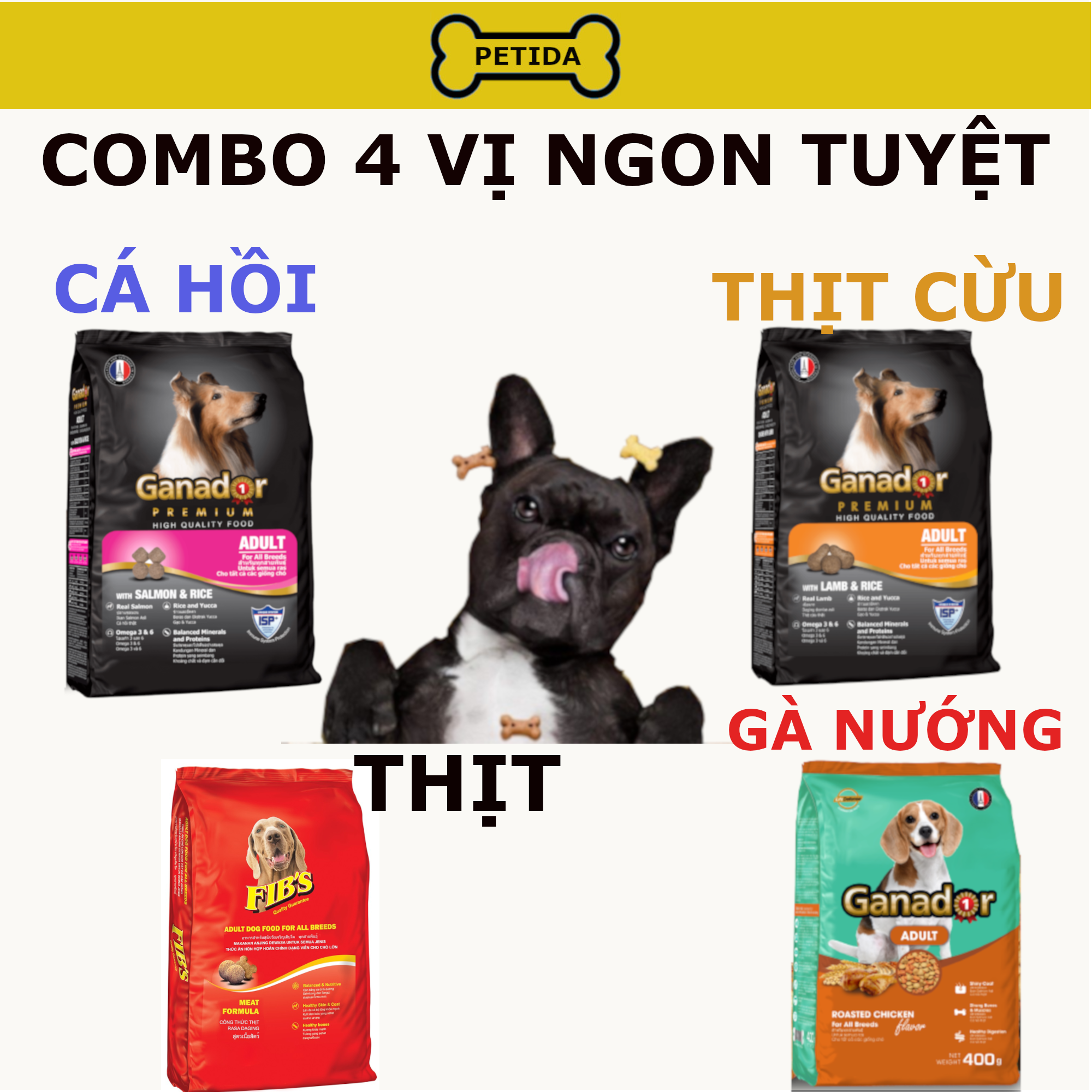 Dog food combo 4 flavor 1.6kg Ganador Fib s