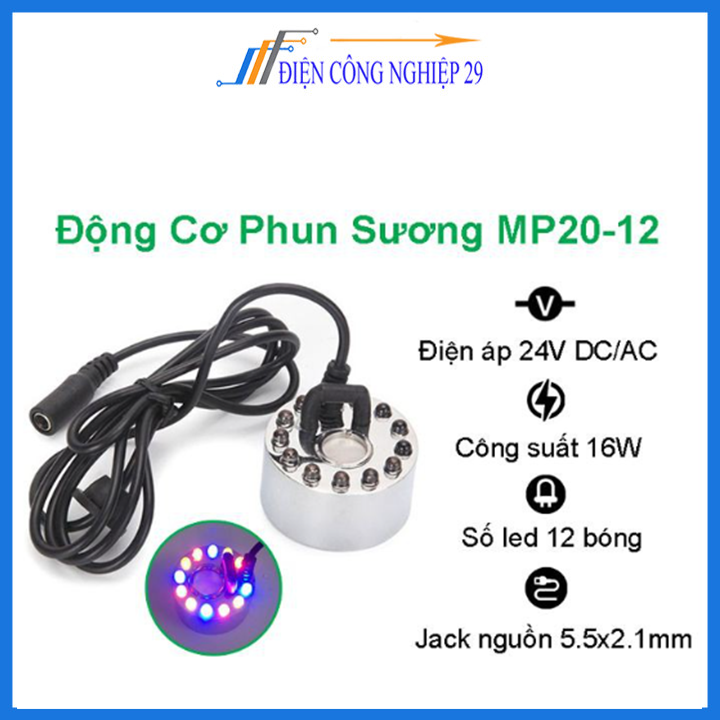 Động cơ phun sương mp20-12 20mm 24vdc 16w 500mlh v2