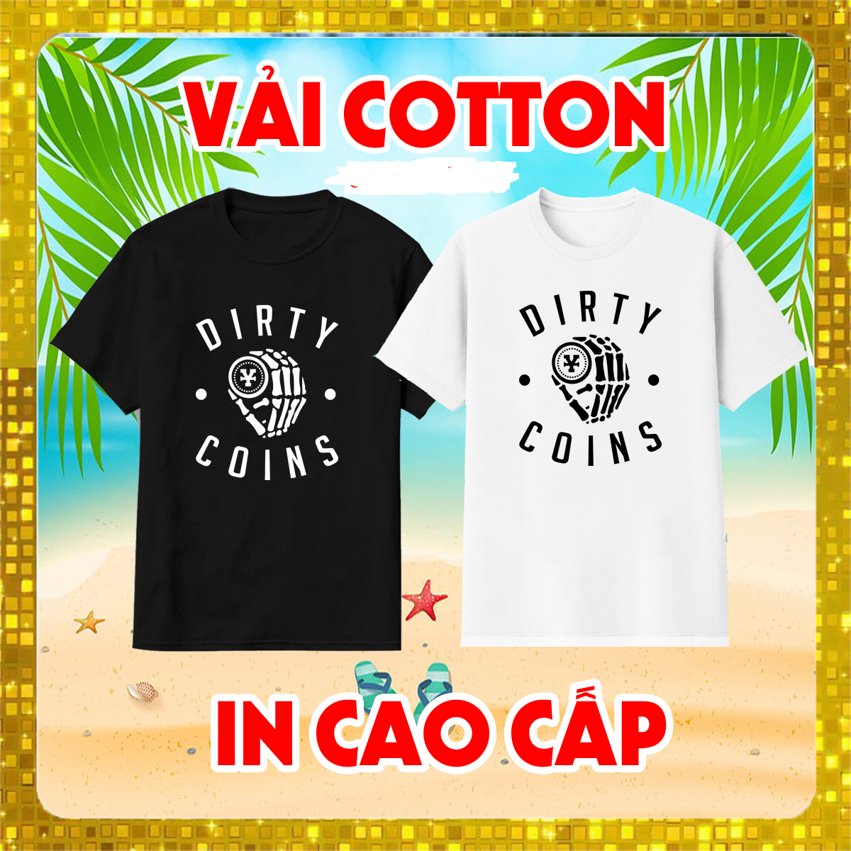 áo thun unisex nam nữ tay ngắn, cổ tròn in Dirty Coins local brand, có big size